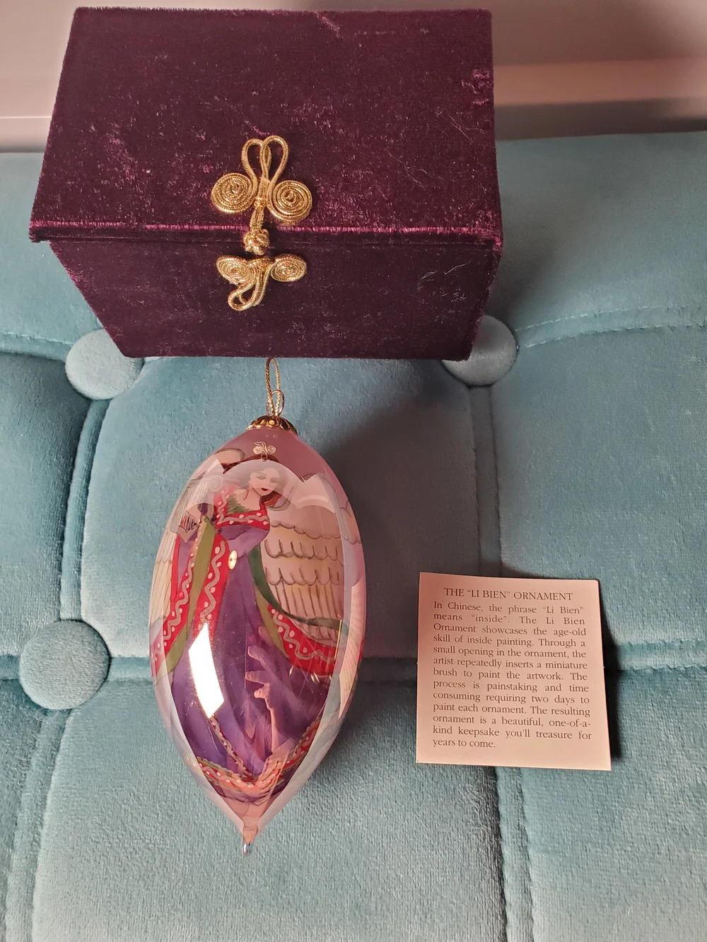 Pier 1 Li Bien 2005 Angel Harp Teardrop Glass Ornament Boxed